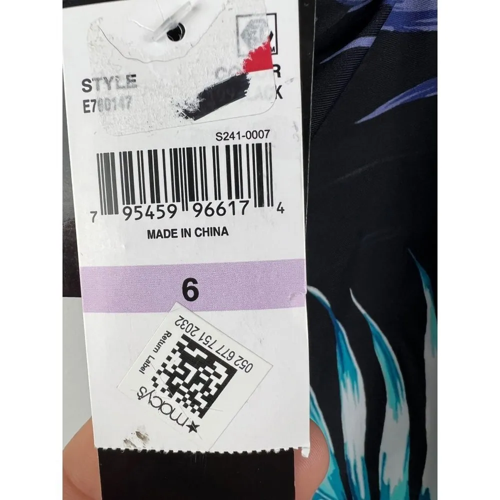 Island Escape Black Blue Tropical Floral Tankini Top 6 - Image 3