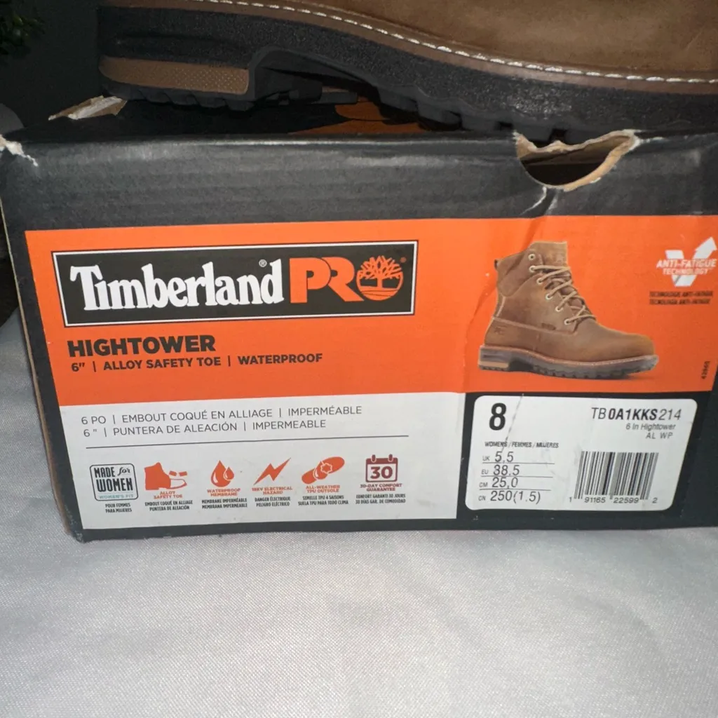 New Timberland Pro Women's Hightower 6" Alloy Toe Waterproof Work Boot Brown Size 8 - Image 3