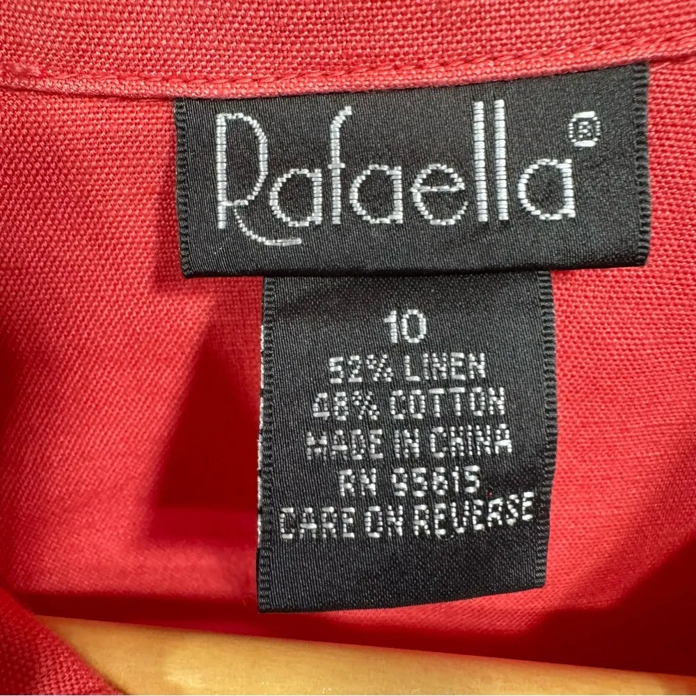 3 Piece Set Coral Linen Cotton Blend Pants & Jacket with Striped Top by Rafaella - Image 10