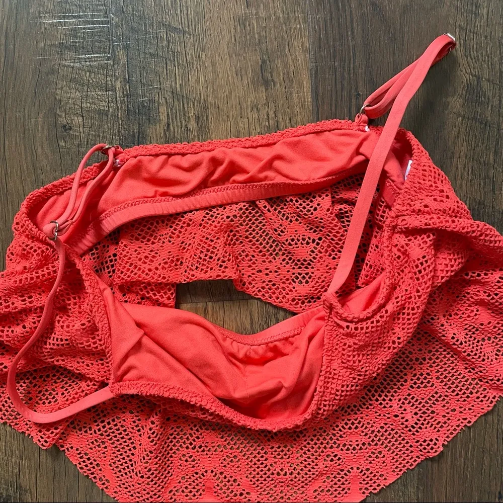 MOSSIMO orange lacey cropped tank top, size XL - Image 5