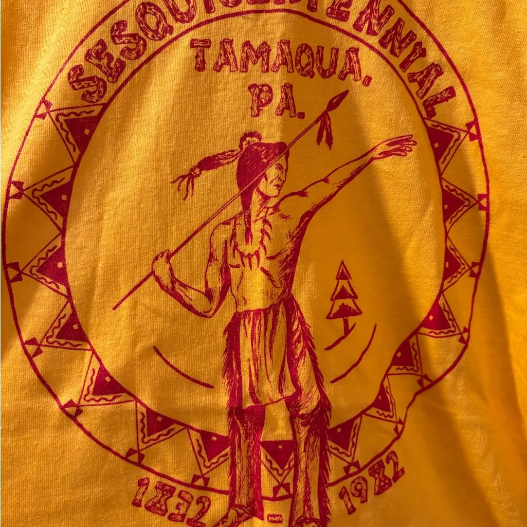 Vintage Yellow 80s Deadstock Sesquicentennial Tamaqua PA Tee Women’s Small - Image 2