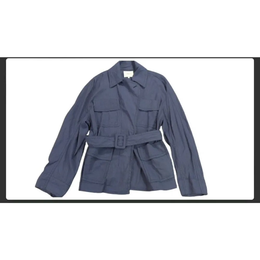 NWT Vince Belted Drape Jacket, Linen Blend, Deep Azul Size M - Image 10