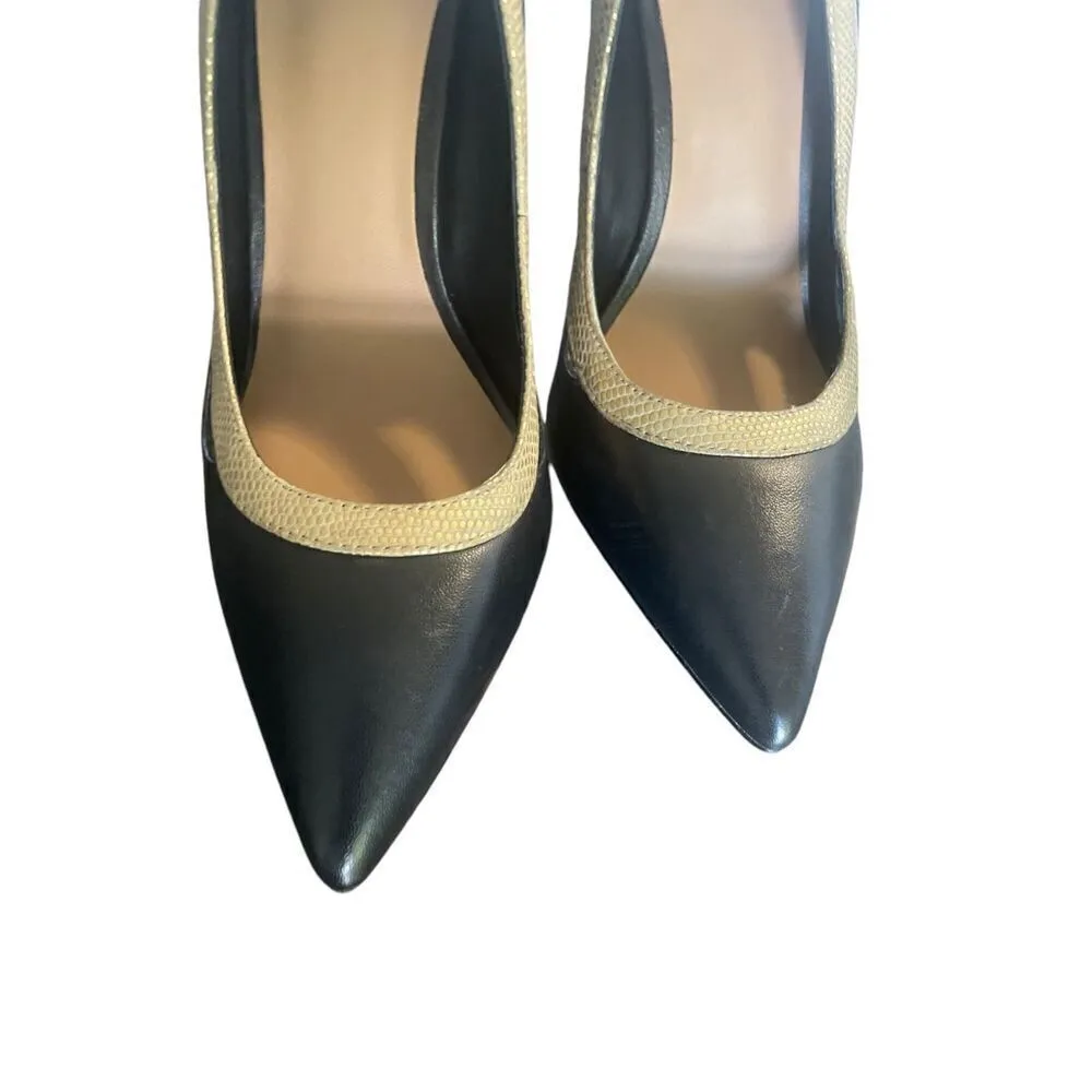 NWOB Ava&Aiden Black/ Gold Leather Pumps/ Stilletos Size 8.5 Black - Image 2