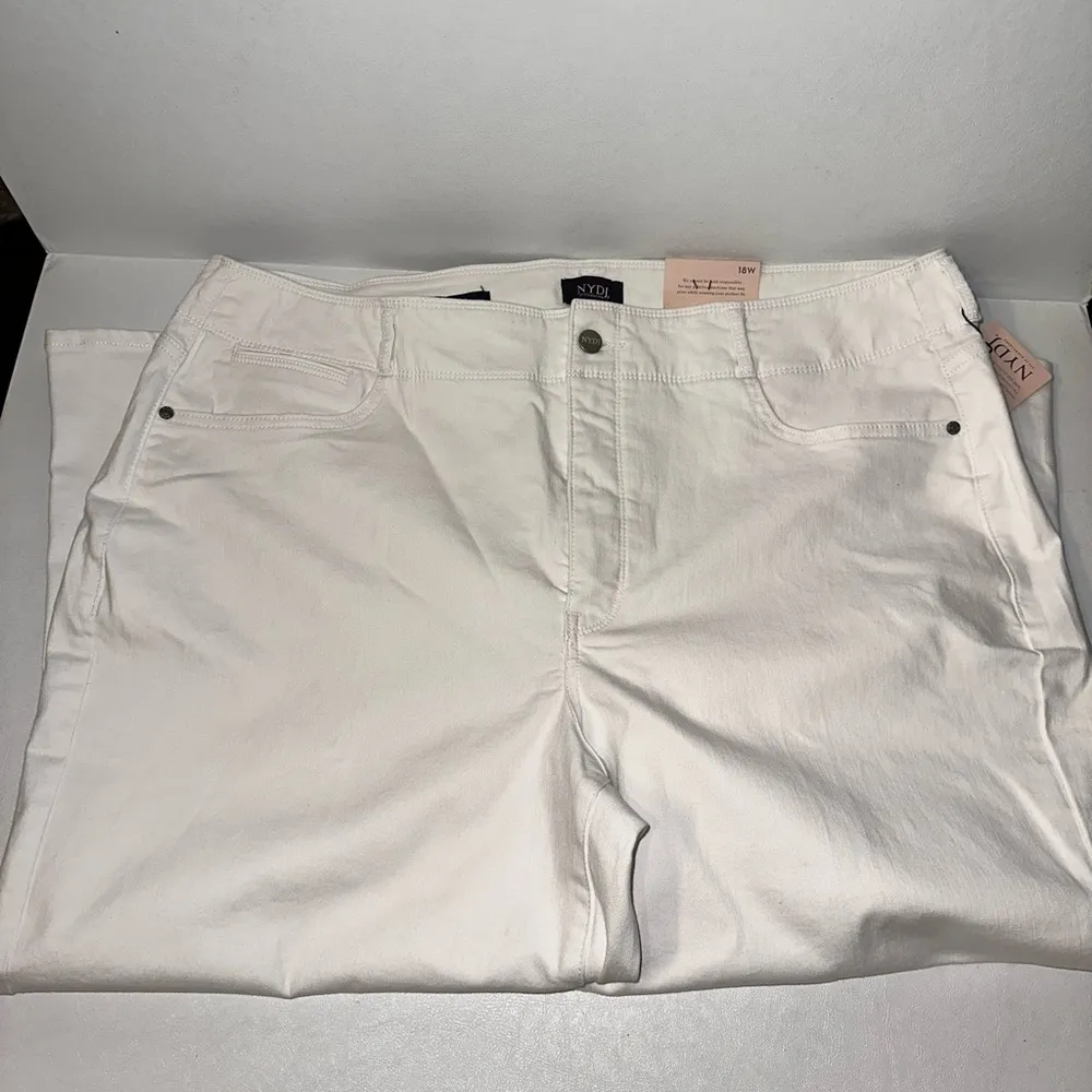 NYDJ Cool Embrace Wide Leg Denim Crop Jeans- Optic White casual classic plus - Image 2