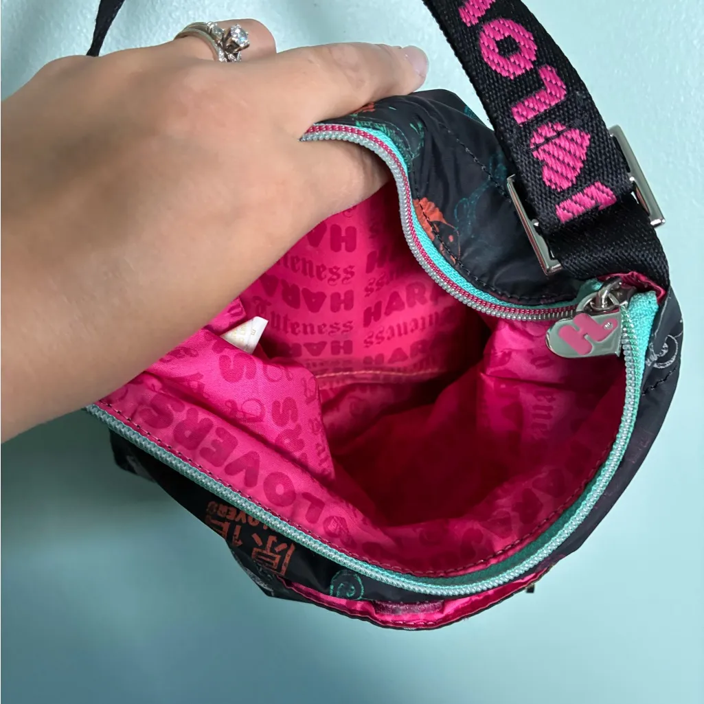 Harajuku Lovers Gwen Stefani Y2K Crossbody Black Nylon Small Bag - Image 6