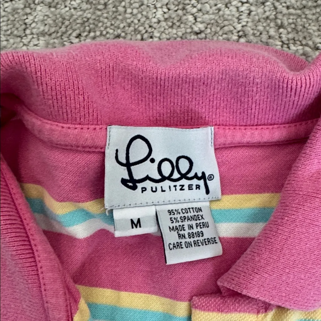 Vintage Lilly Pulitzer Golf Pink Striped Sleeveless Polo Dress - Image 4