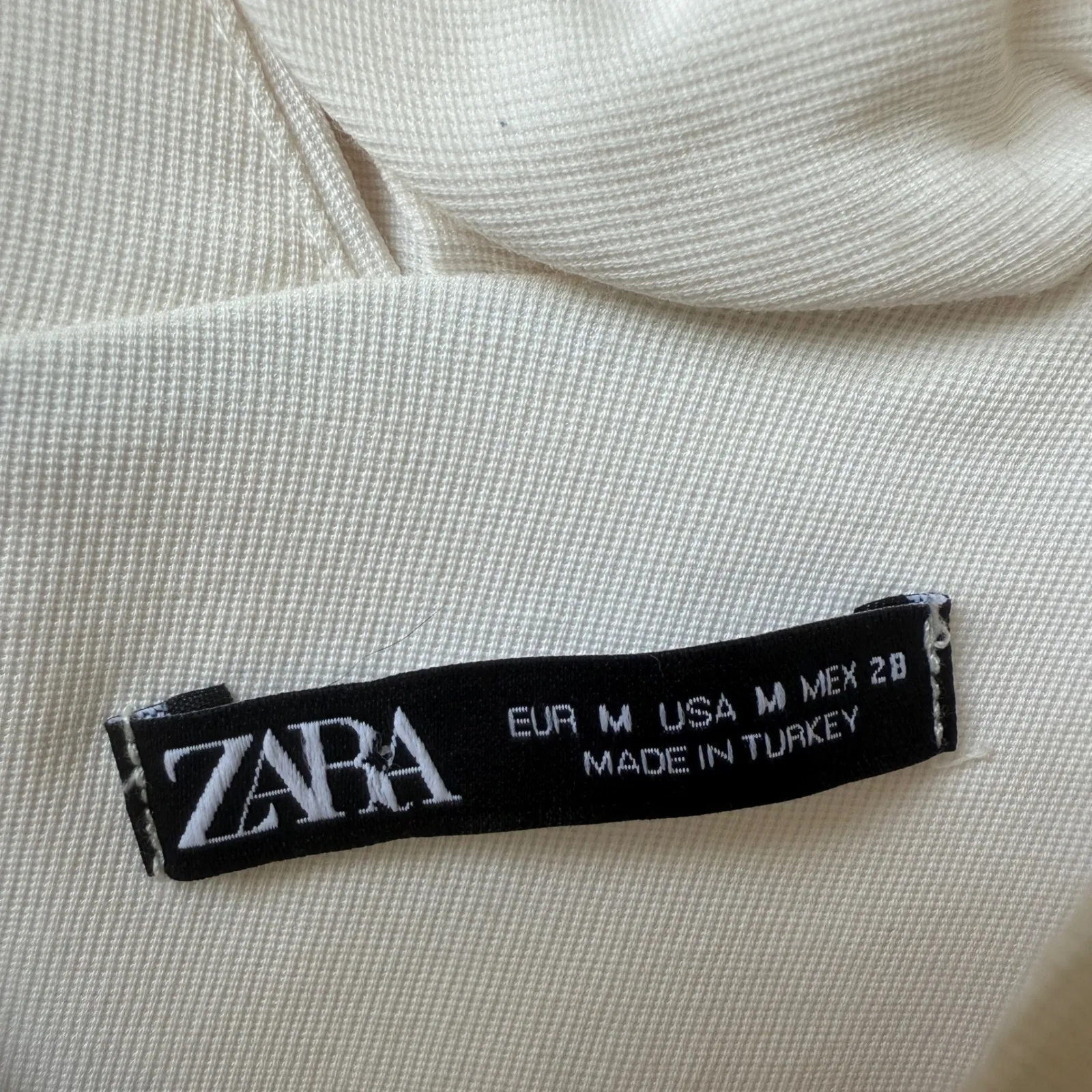 Zara One Shoulder‎ Mini Dress Ruffle Detail Cream Long Sleeve Party Cocktail - Image 2