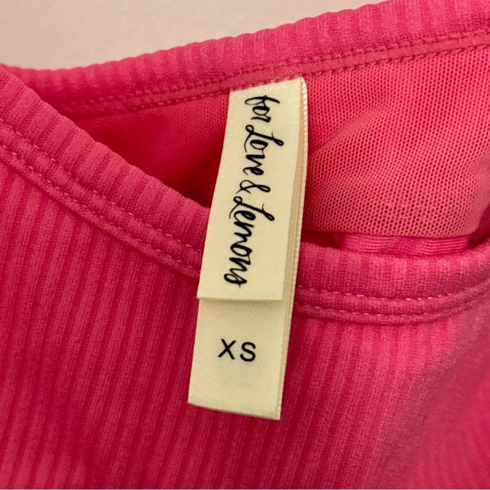 For Love And Lemons Pink Ribbed Bodysuit Size XS Barbie Core Hot Pink - Image 5