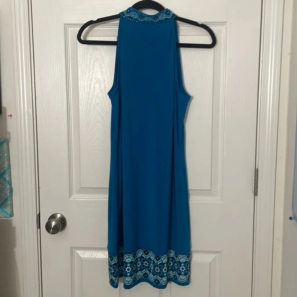 WHITE HOUSE BLACK MARKET Teal Halter Dress Size Medium Wedding Guest Dress - Image 6