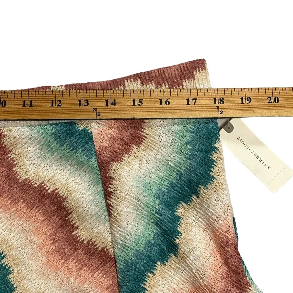Maeve Anthropologie Women XL Chevron Striped MARIA Knit Midi Skirt NWT Turquoise - Image 3