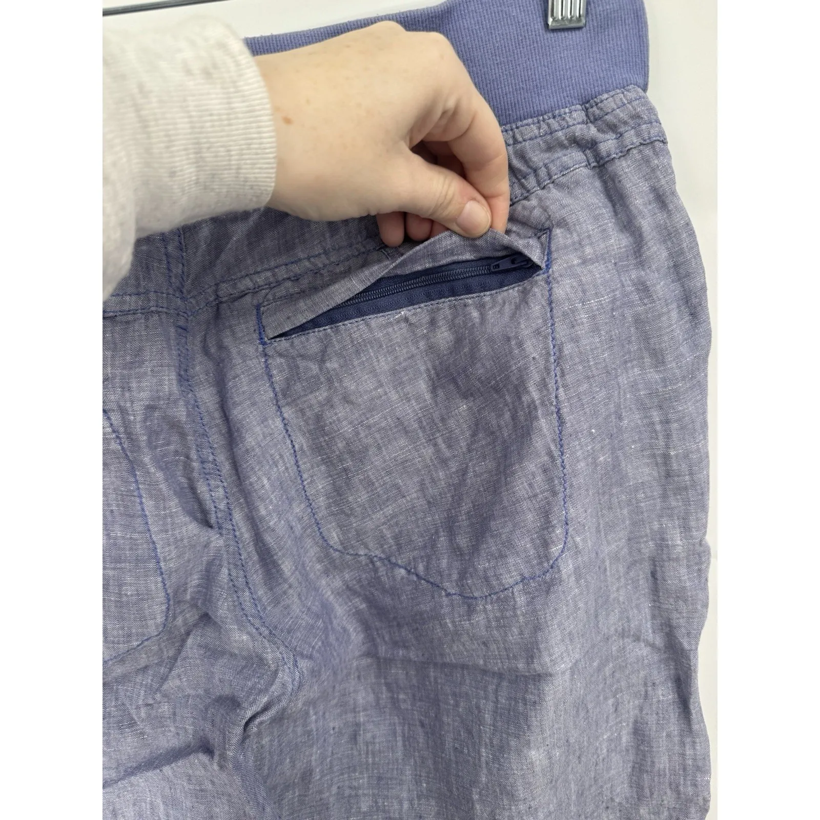 Toad & Co Flip Top Lithe Linen Pant Women 14 Blue Coastal Beach Minimalist - Image 7