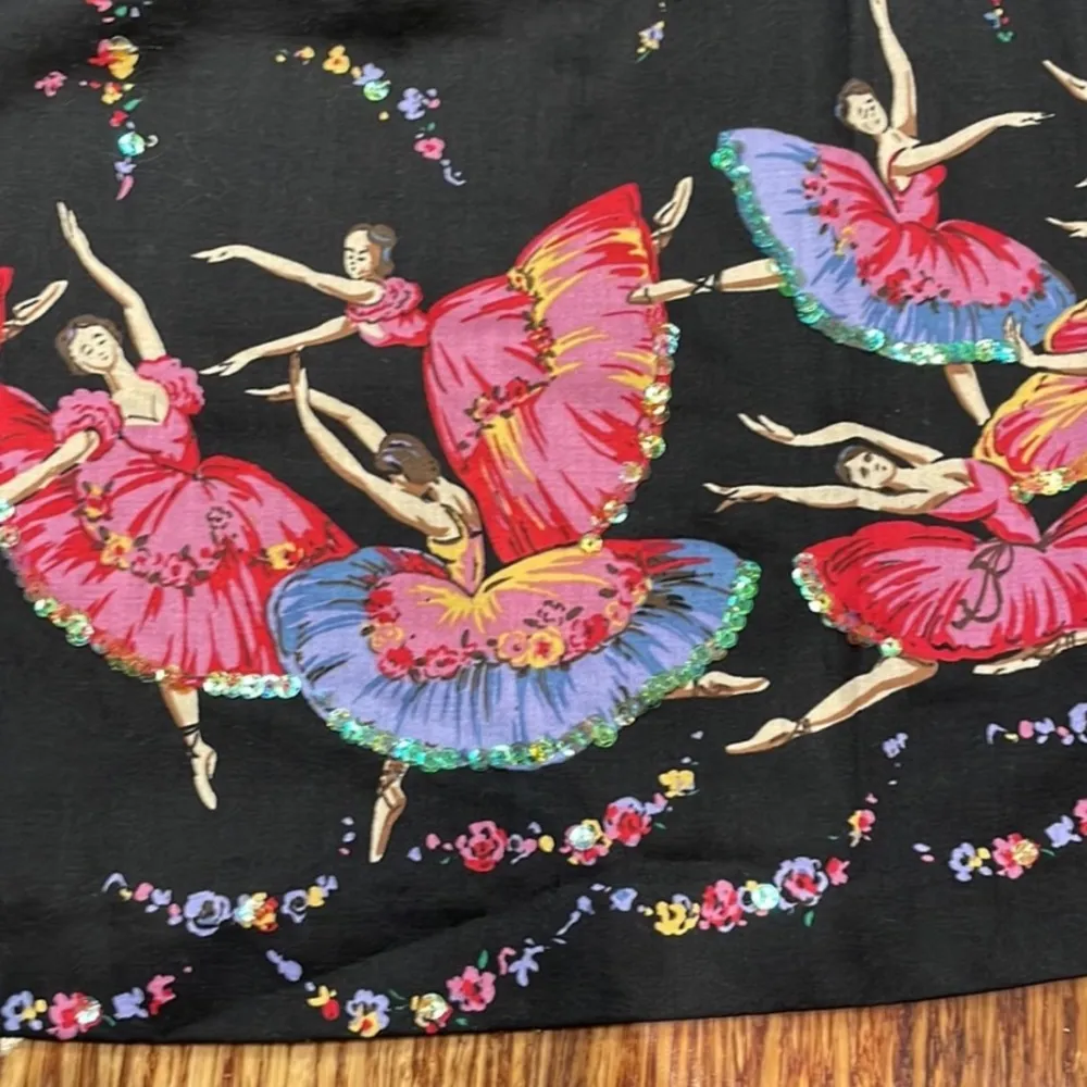 Willi Smith black floral ballerina sequin cotton skirt size 10 NWT - Image 5