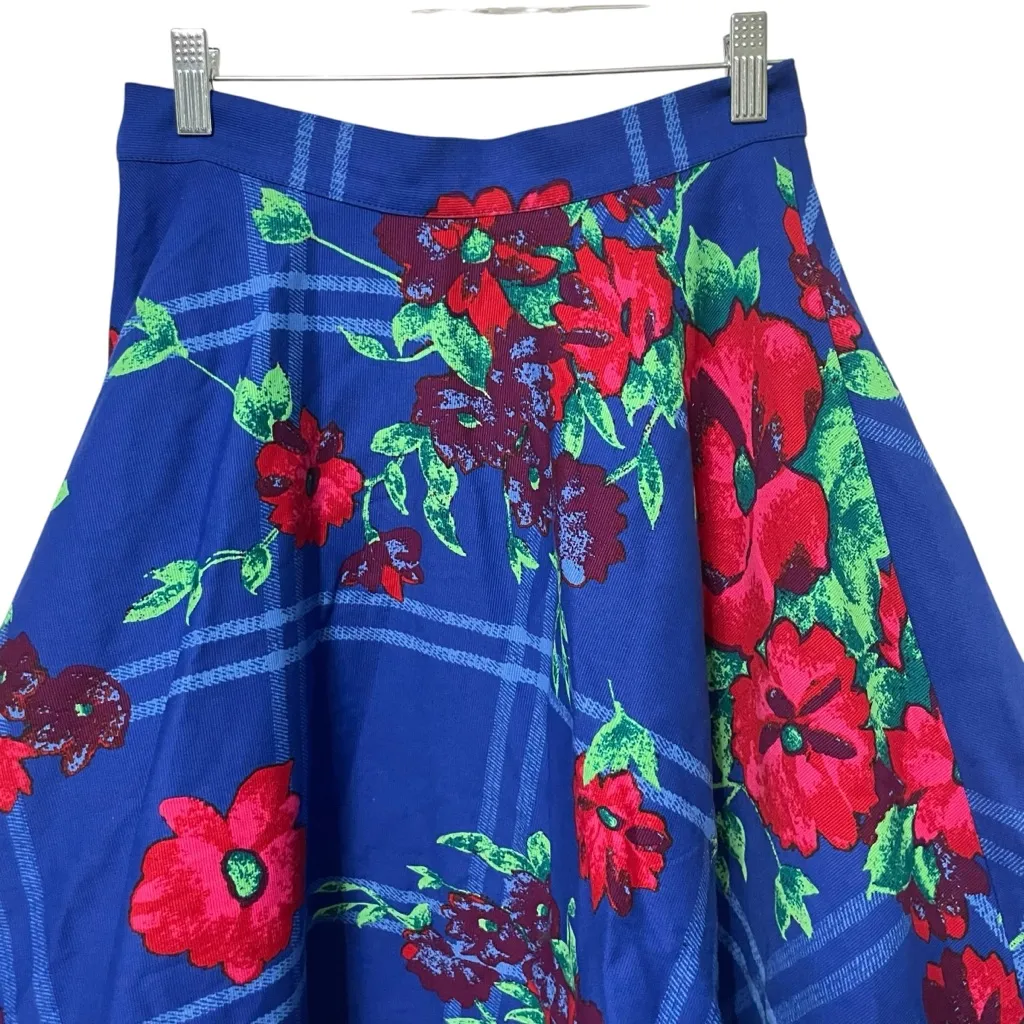 Plenty By Tracy Reese Mod Boutique Swing Flare Floral Skirt Size 4 New York Blue - Image 5