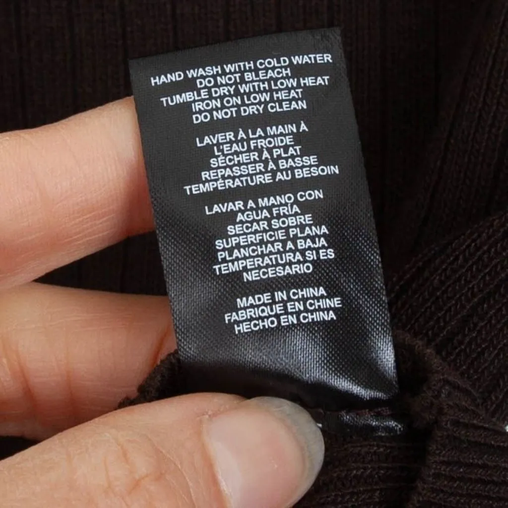 Wayf '98 Womens V Neck Crop Ribbed Sweater Size L‎ Brown Long Sleeve Preppy Y2K - Image 6