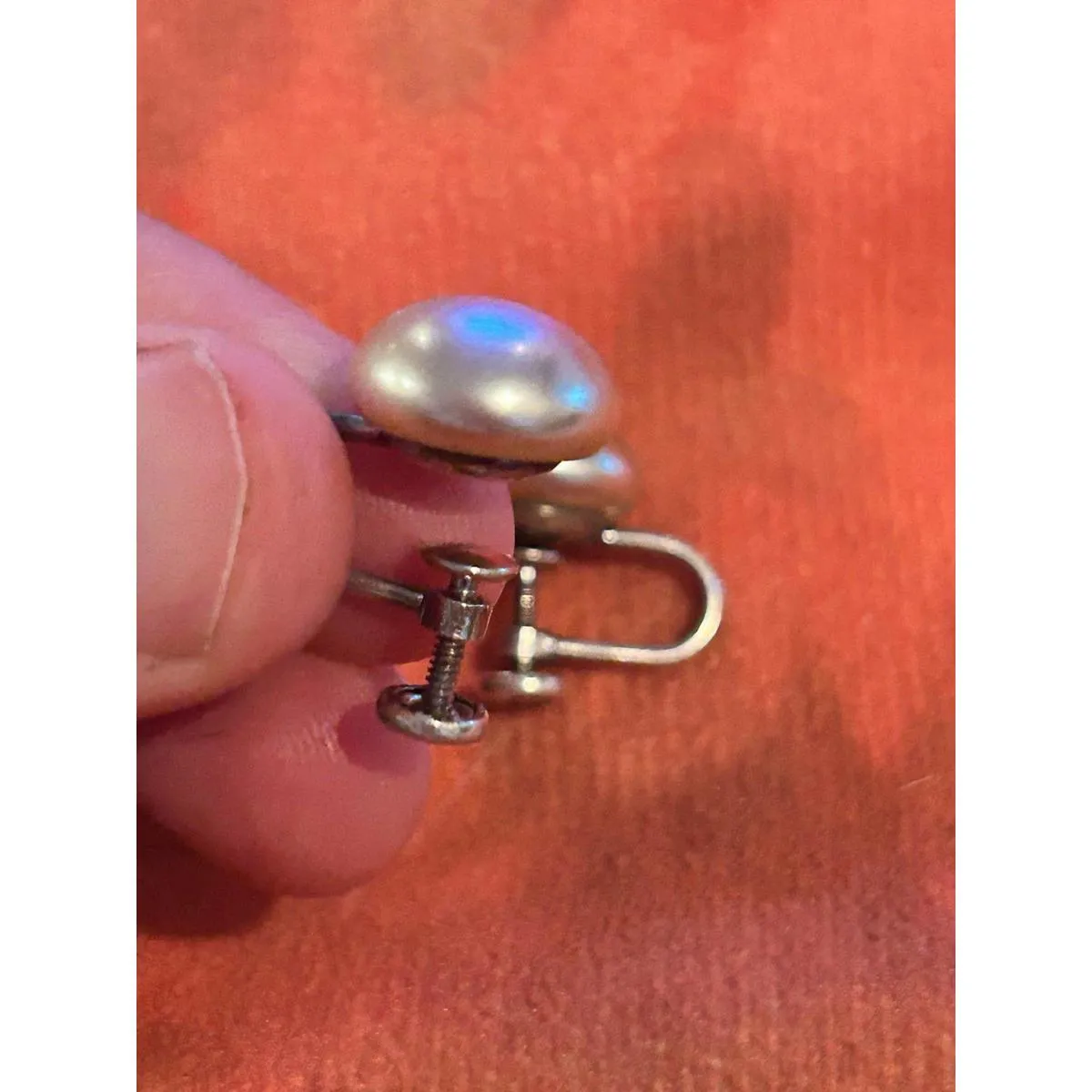 Lot D028 earrings old fashion screw on no hole 925 sterling silver - Image 5