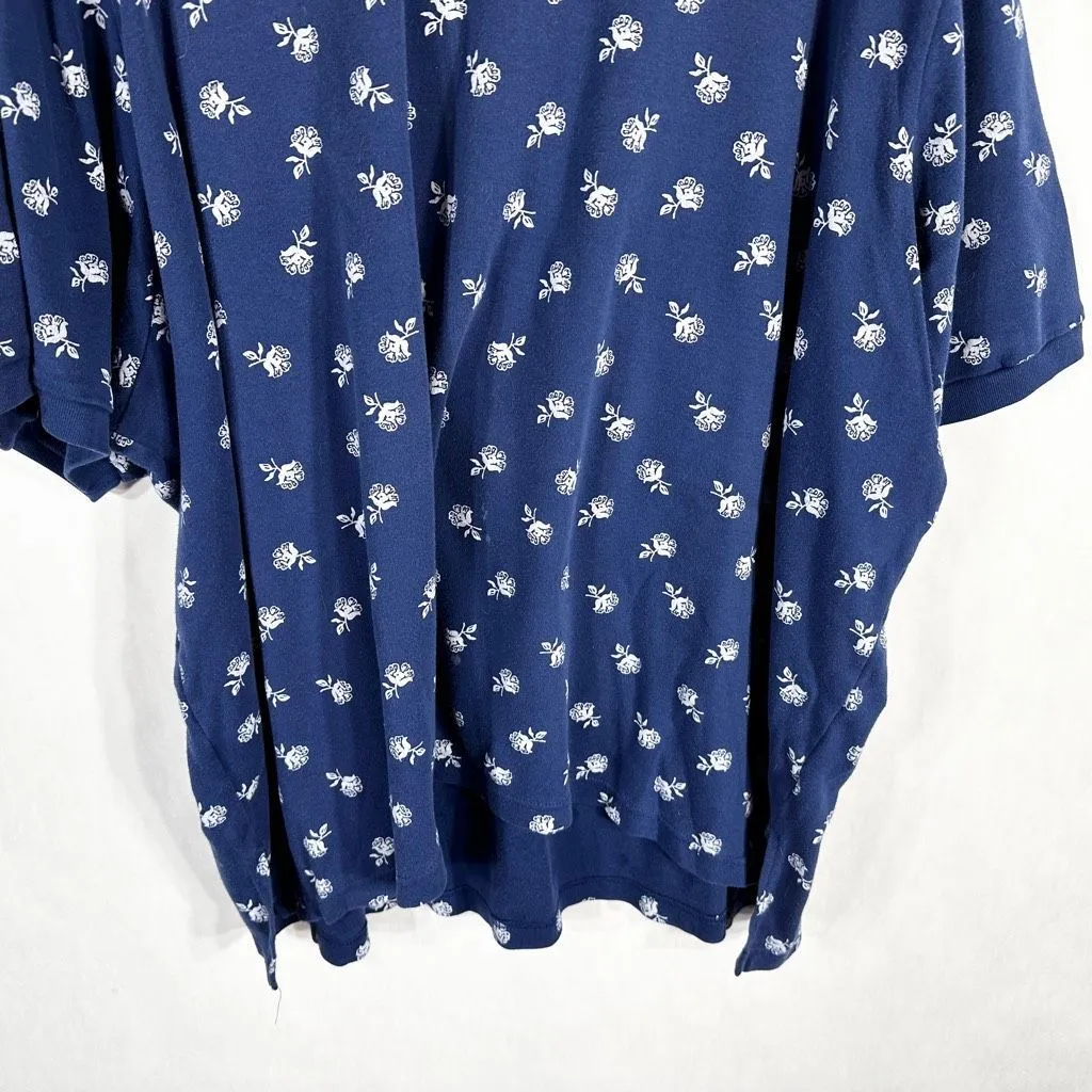 Woman Within Plus Size 4X 34W 36W Top Polo Shirt Blue Floral‎ Short Sleeve 1689 - Image 8