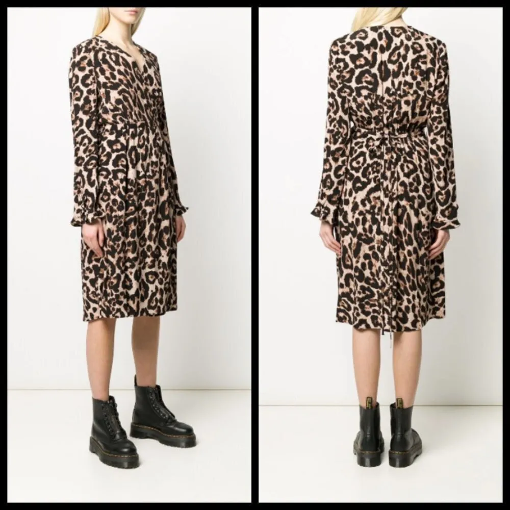 💕BAUM UND PFERDGARTEN Adelota Wild Leopard Wrap Dress 36 EU NWT Black Size undefined - Image 4