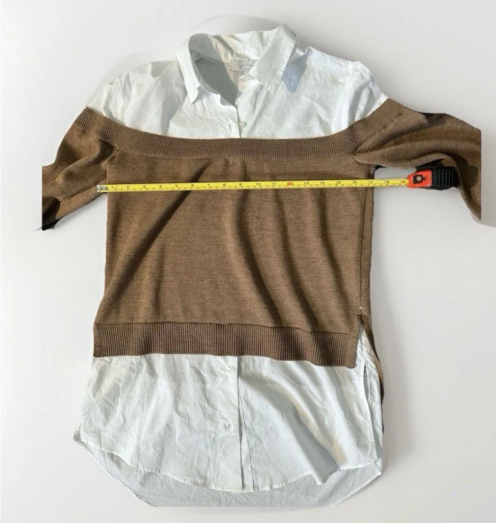 Pearl By Lela Rose 100% Wool Long Sleeve Blouse, Size XS New Brown - Image 6