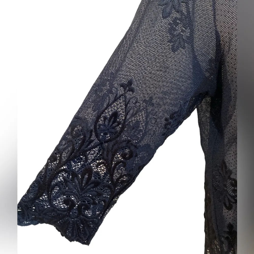 Black Goth Sheer Mesh Long sleeve tunic top dark Romance - Image 2