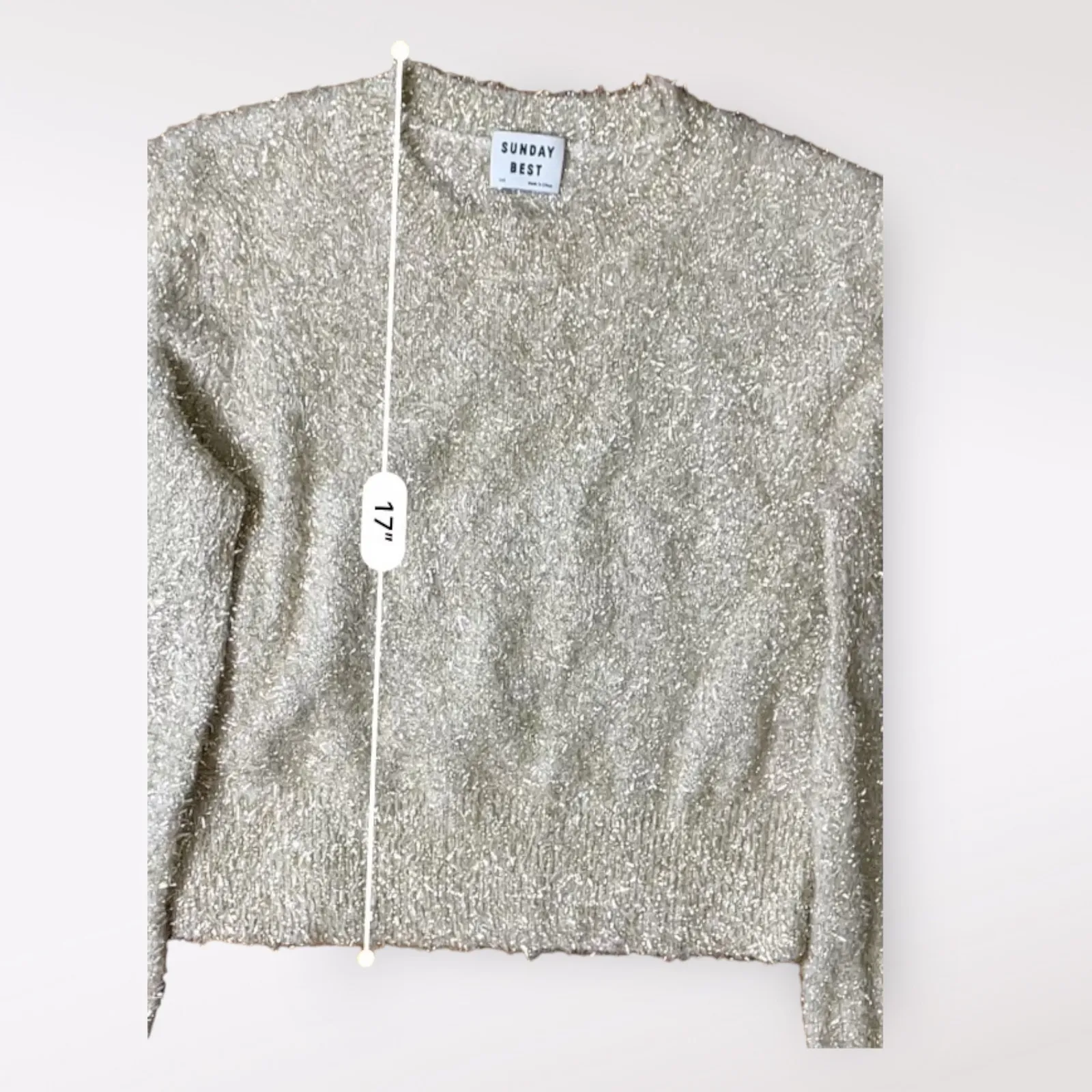 Aritzia Sunday Best Kitten Sweater‎ Gold Metallic Size XXS - Image 7