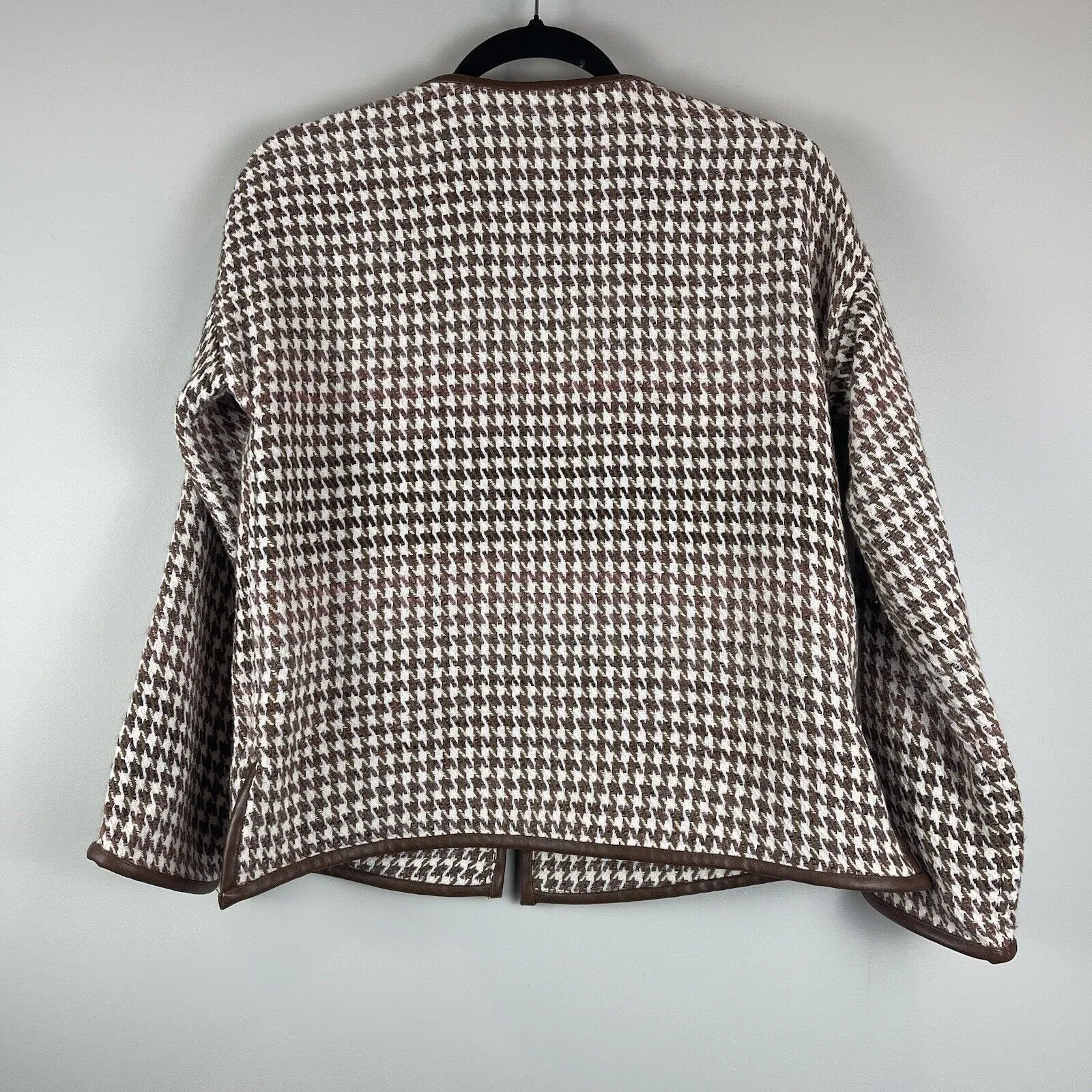 Soft Surroundings Jacket Small Petite Brown Houndstooth Woven Preppy Academia - Image 9