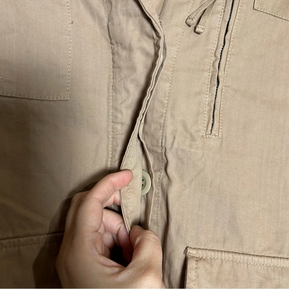 J.Crew  100% Cotton Classic Twill Chino Tan Hidden Button Cargo Jacket Size 8 - Image 3