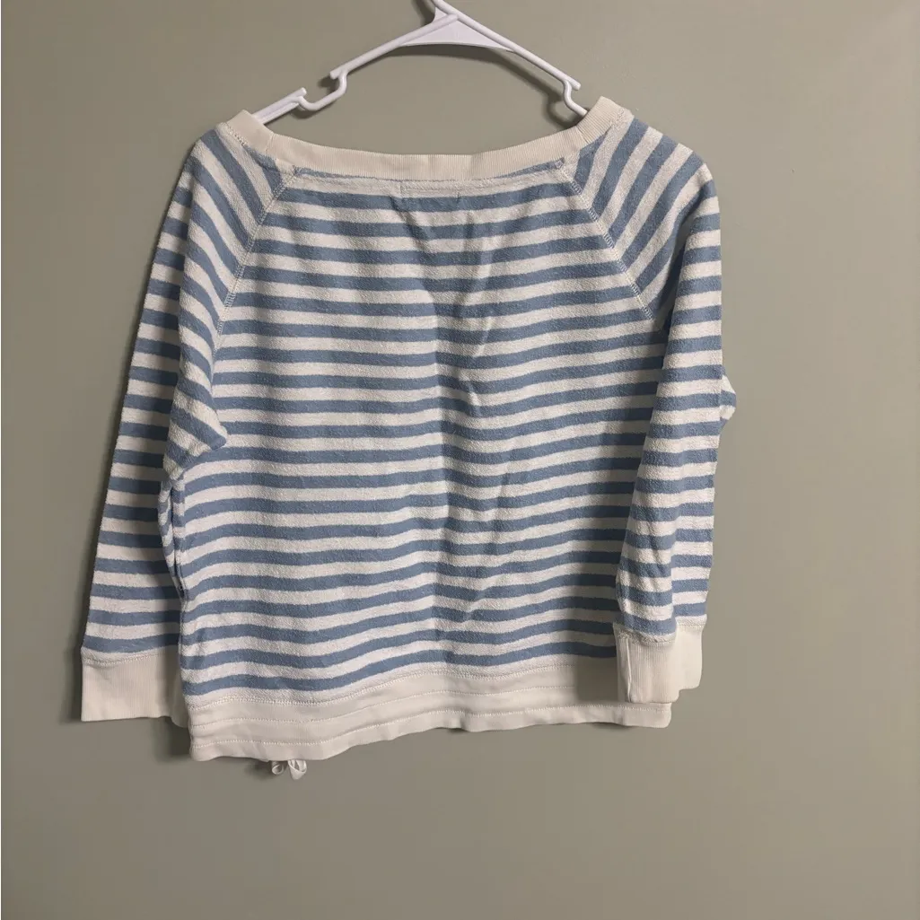 Ralph Lauren Jeans Terry Cloth Pullover Shirt Striped 3/Drawstring Waist Medium - Image 2