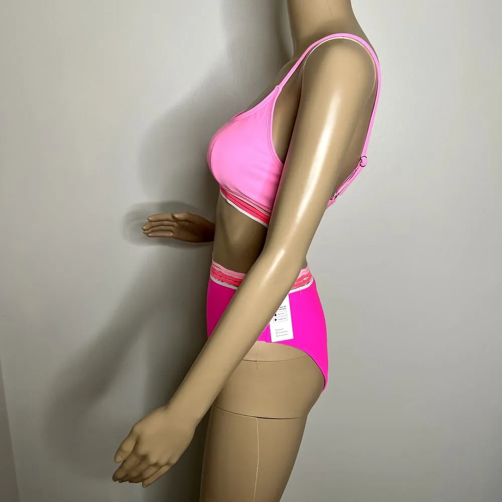 Cupshe Hot Pink Scoop Bralette High Rise Bikini - Image 2
