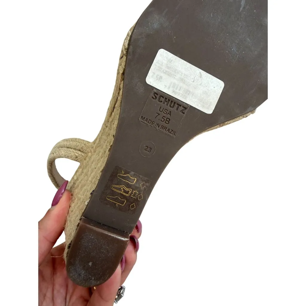 SCHUTZ Clear PVC Beige Espadrilles Wedges Sandals Size 7.5 - Image 3