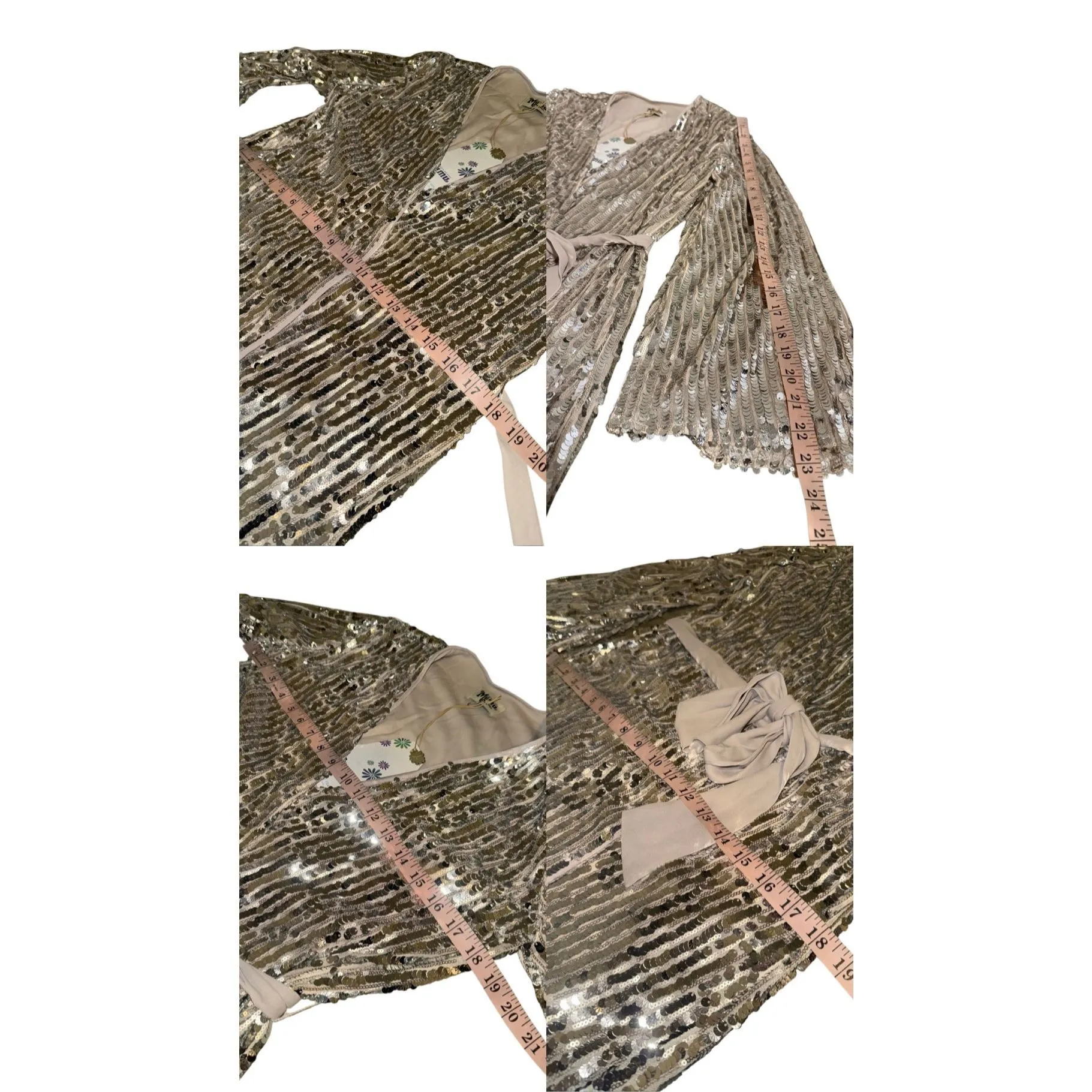 Show Me Your Mumu Silver Sequin Giselle Kimono Wrap Dress Size S - Image 11