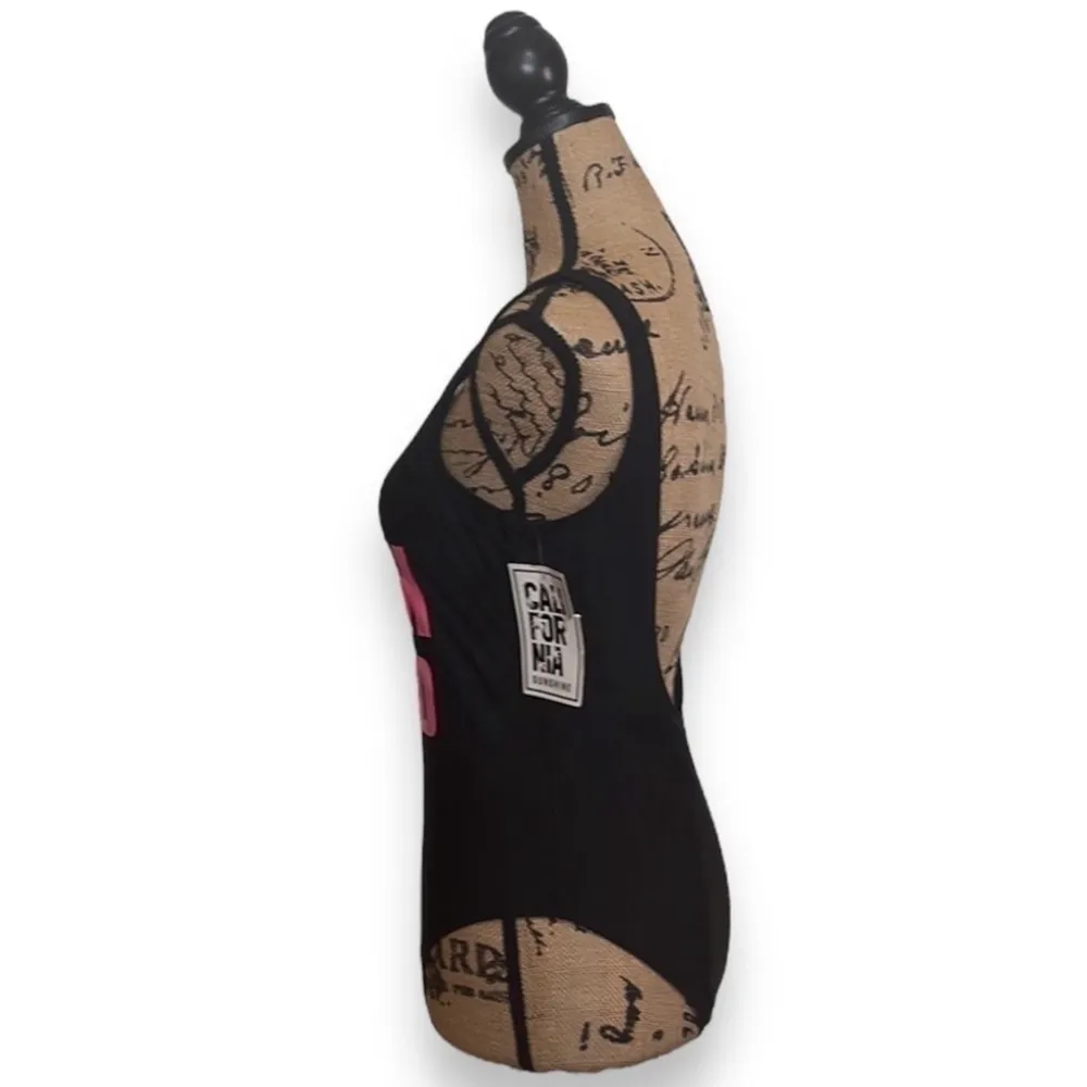 Beach Squad One Piece Black with Hot Pink Letters Women’s Size Large - Image 2