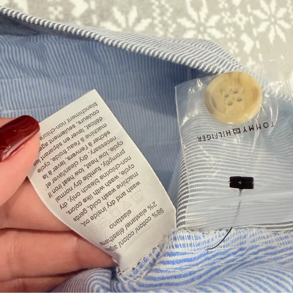 NWT Tommy Hilfiger Women's Blue White Hampton Pinstripe Chino Pant Slim‎ 18W - Image 6