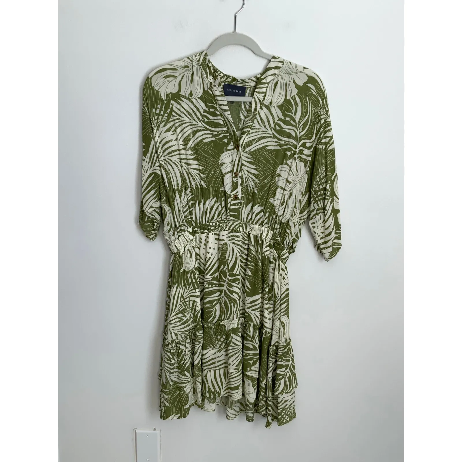 Hudson‎ Gray Destined For Sun Green Tropical Mini Dress size medium - Image 4