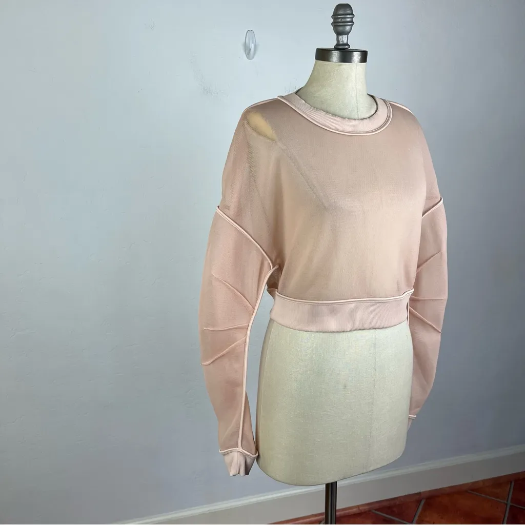 ALO Row Mesh Cropped Top in Rose Gold - Image 3