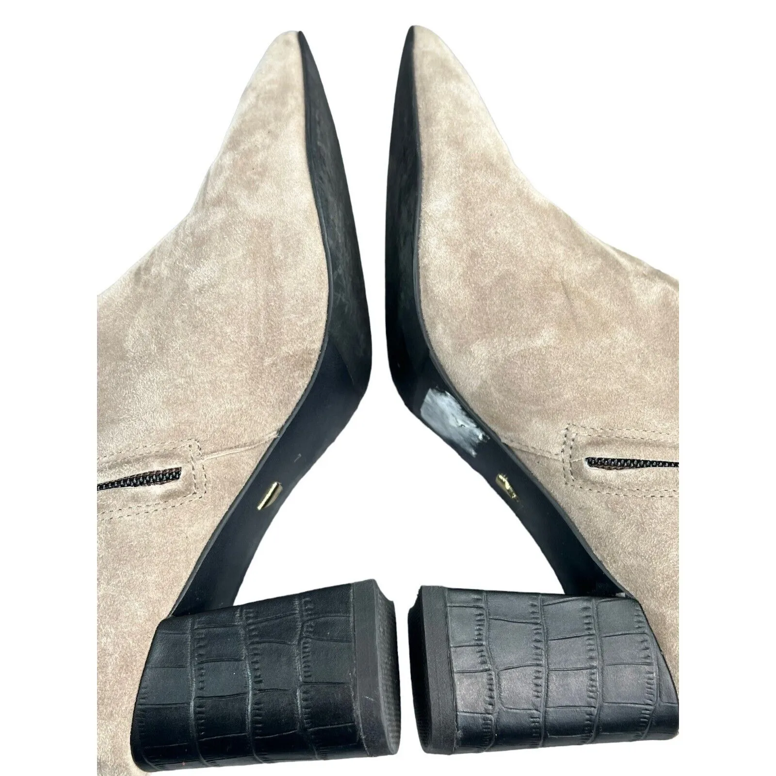 Shoes Of Prey Booties Womens 7 Tan Suede Leather Heeled Ankle Boots Pointed Toe Brown - Image 5