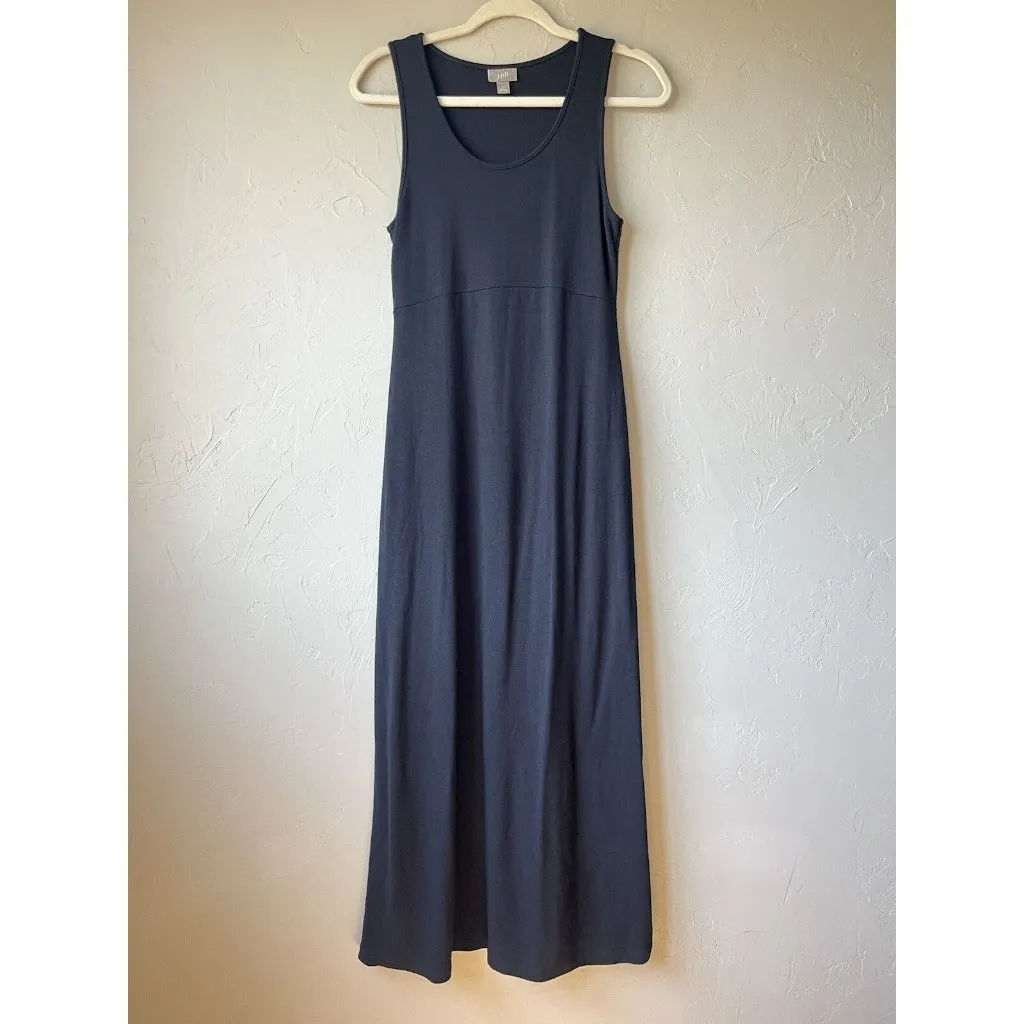 J Jill Black‎ Maxi Dress XS Staple Minimalist Wool Cotton Capsule Wardrobe Tank Black - Image 3