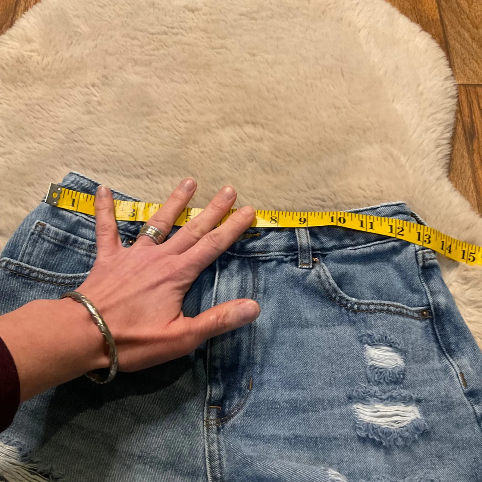 Pacsun Denim High Rise Festival Shorts Size 27 Light Wash Raw Hem Womens - Image 5