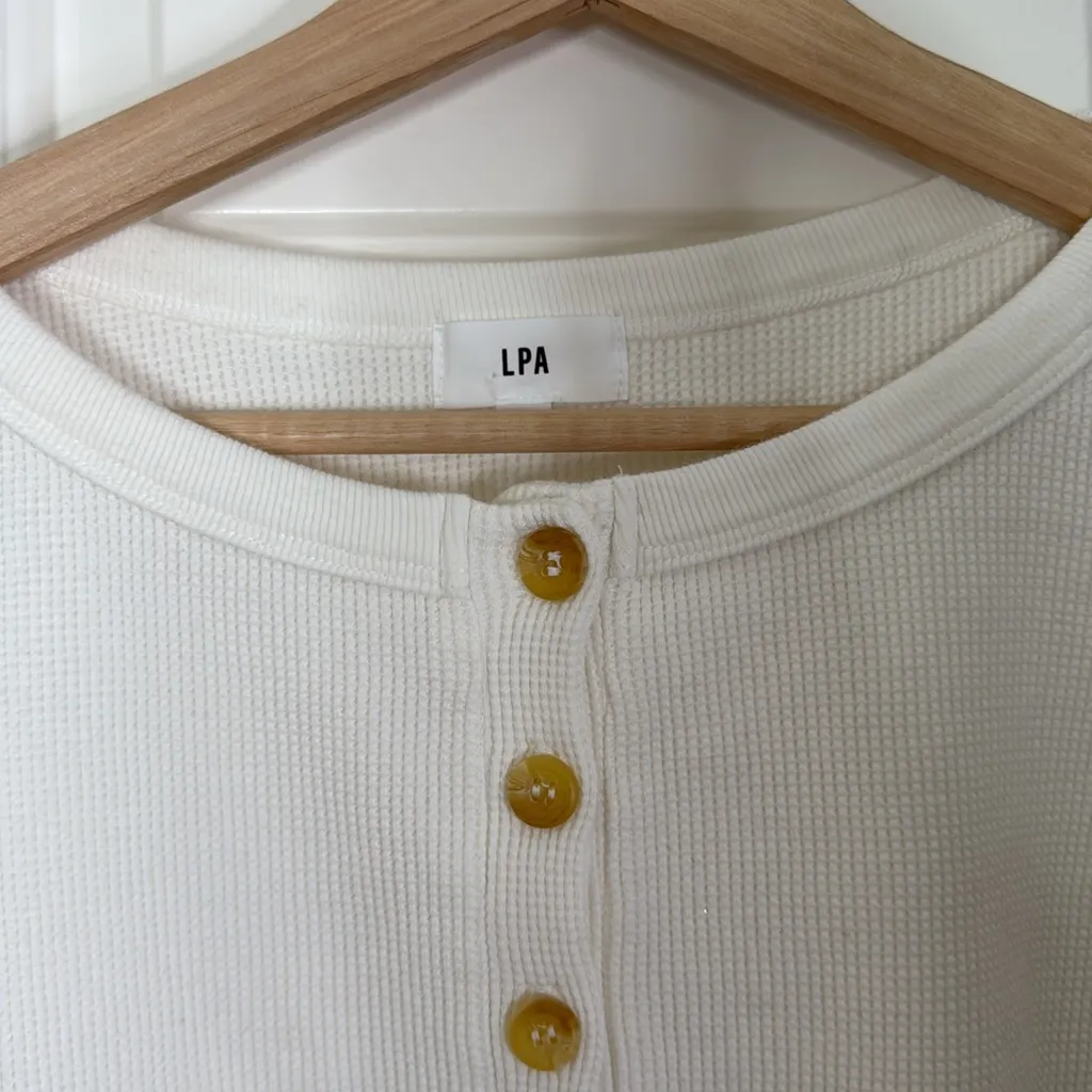 LPA cotton waffle knit Henley - Image 5