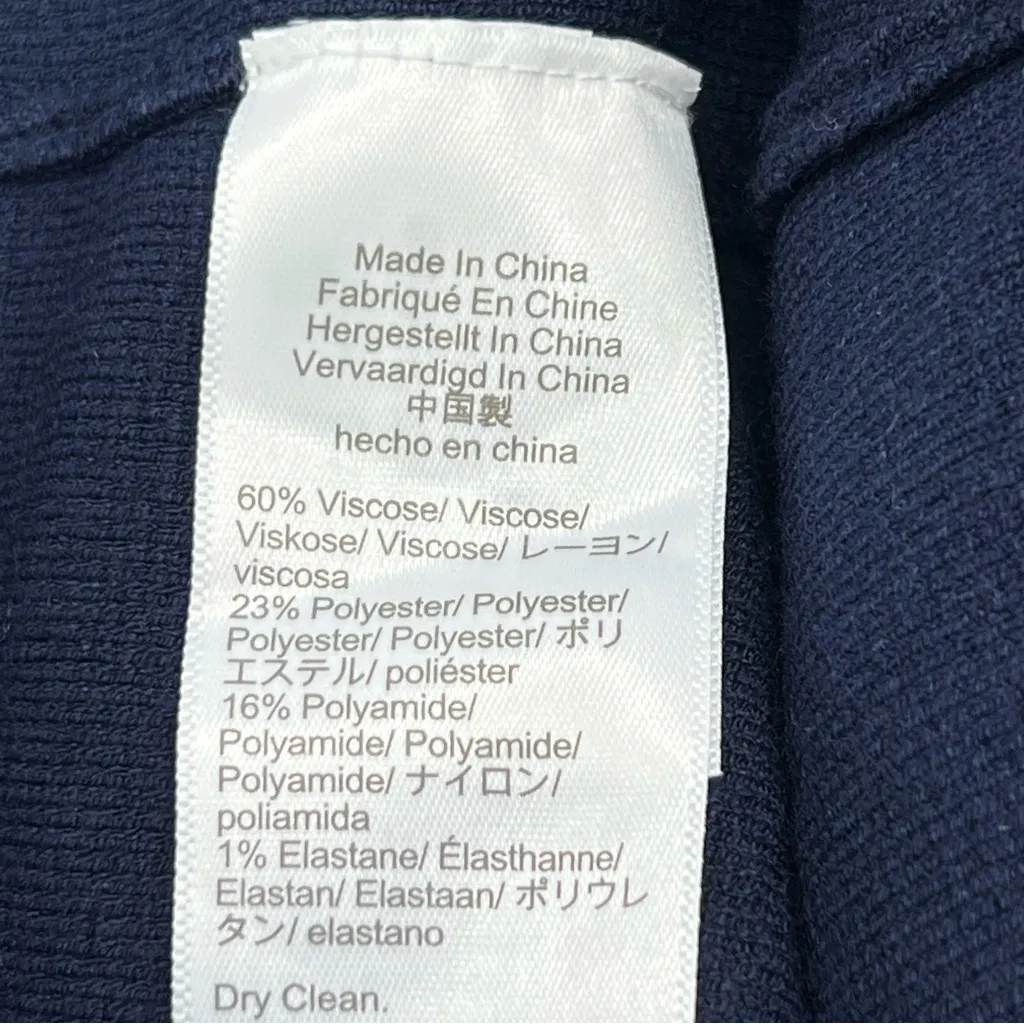 J. Crew Navy w/White Trim Wide Leg Knit Pants w/Gold metallic Buttons-Size S - Image 14