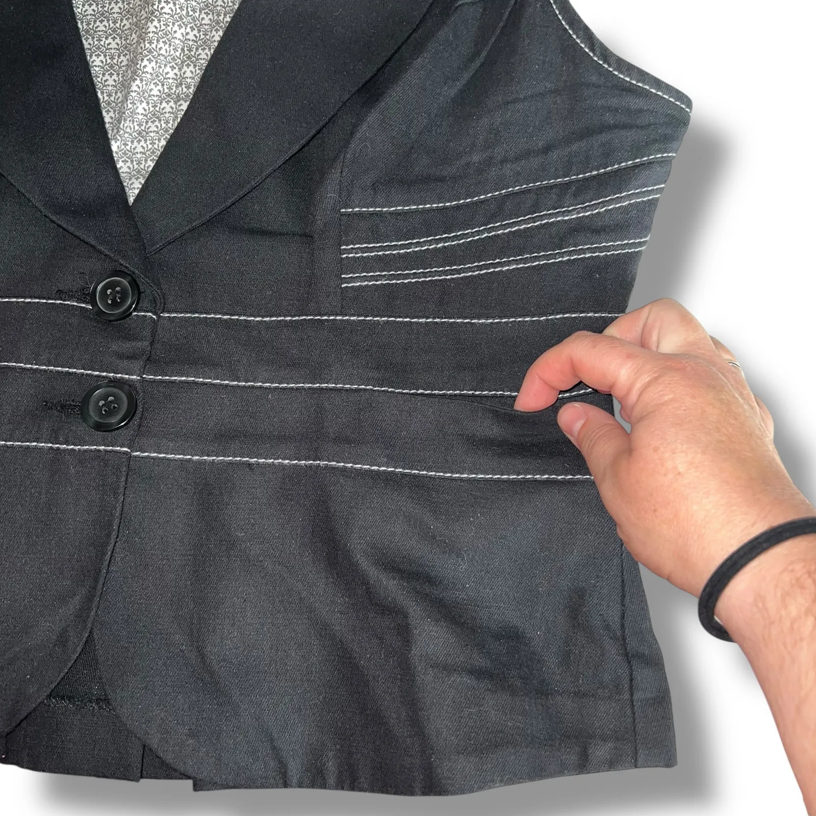 Y2K My Michelle Womens Blazer Suit Jacket Short Sleeve Fitted Button Close Black - Image 7