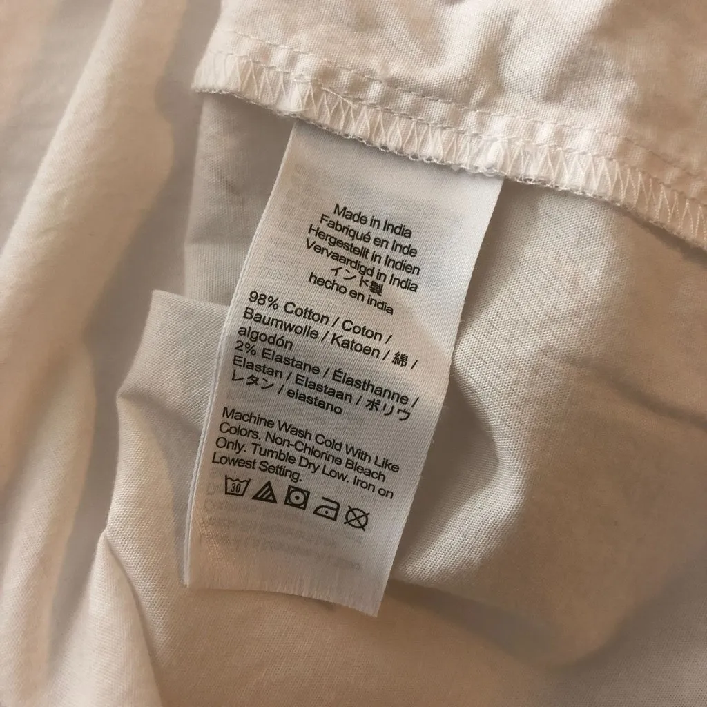 J Crew Short-Sleeve Poplin Popover Top Cotton Stretch White XS - Image 8