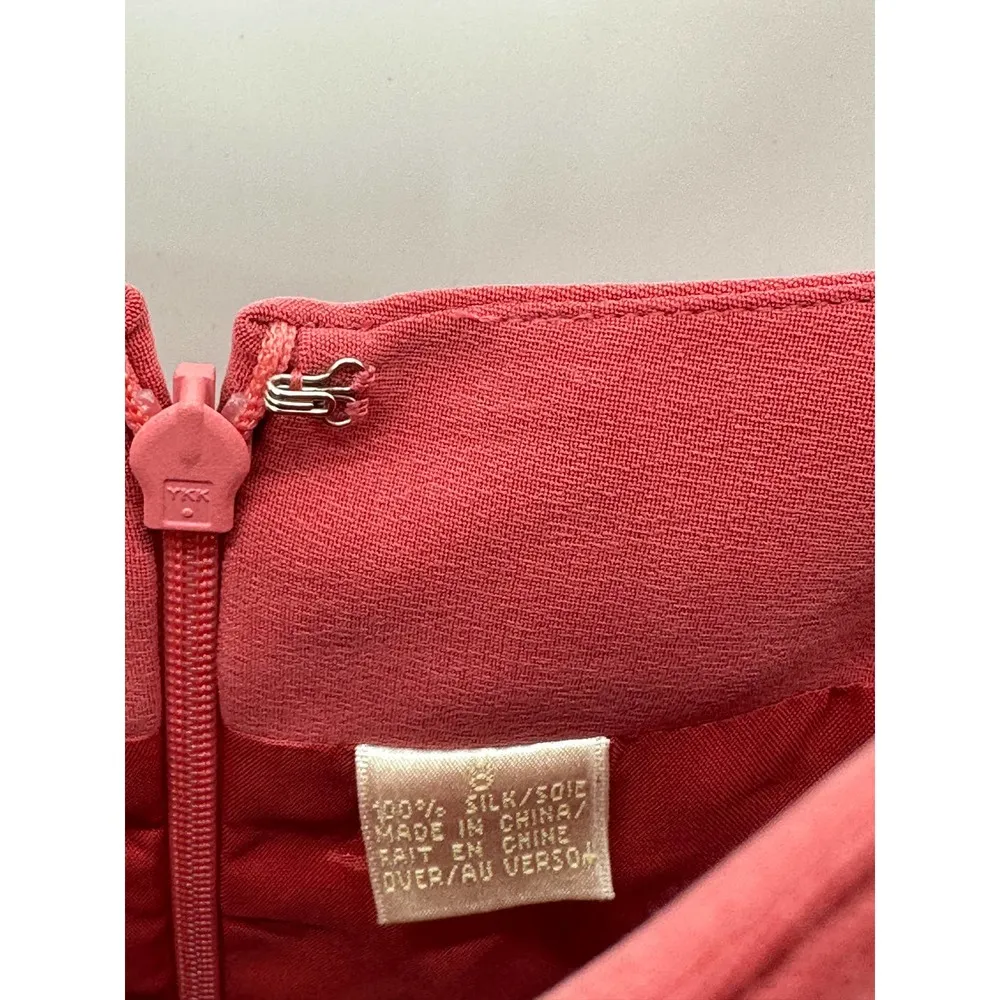 Dana Buchman Dresses Pink 100% Silk V-Neck Sleeveless Dress Women's Size 8 - Image 6