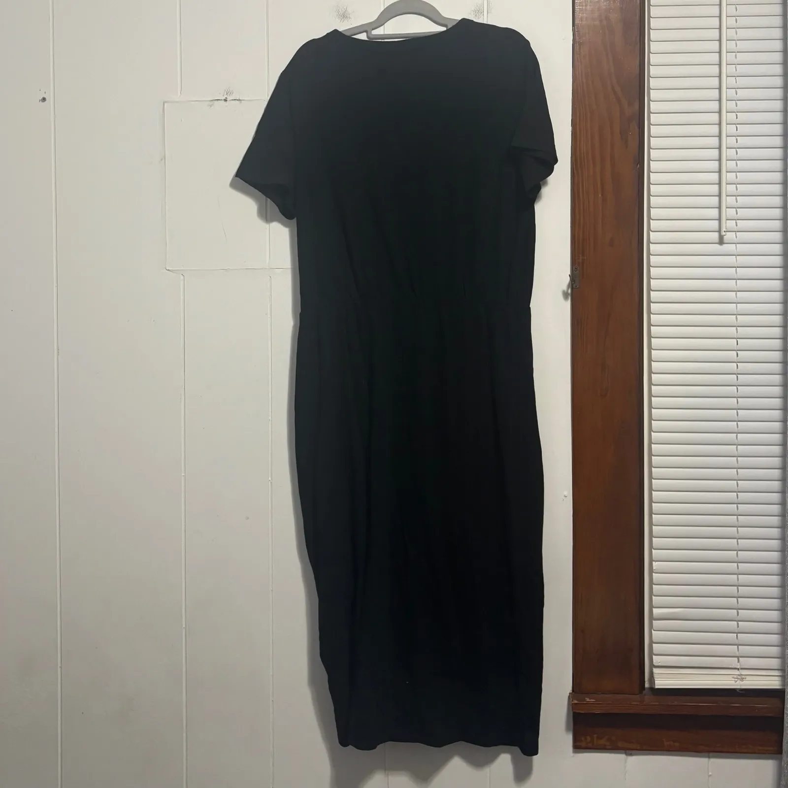 GAP Black T Shirt Midi Dress XL Tall Gathered Waist Casual - Image 4
