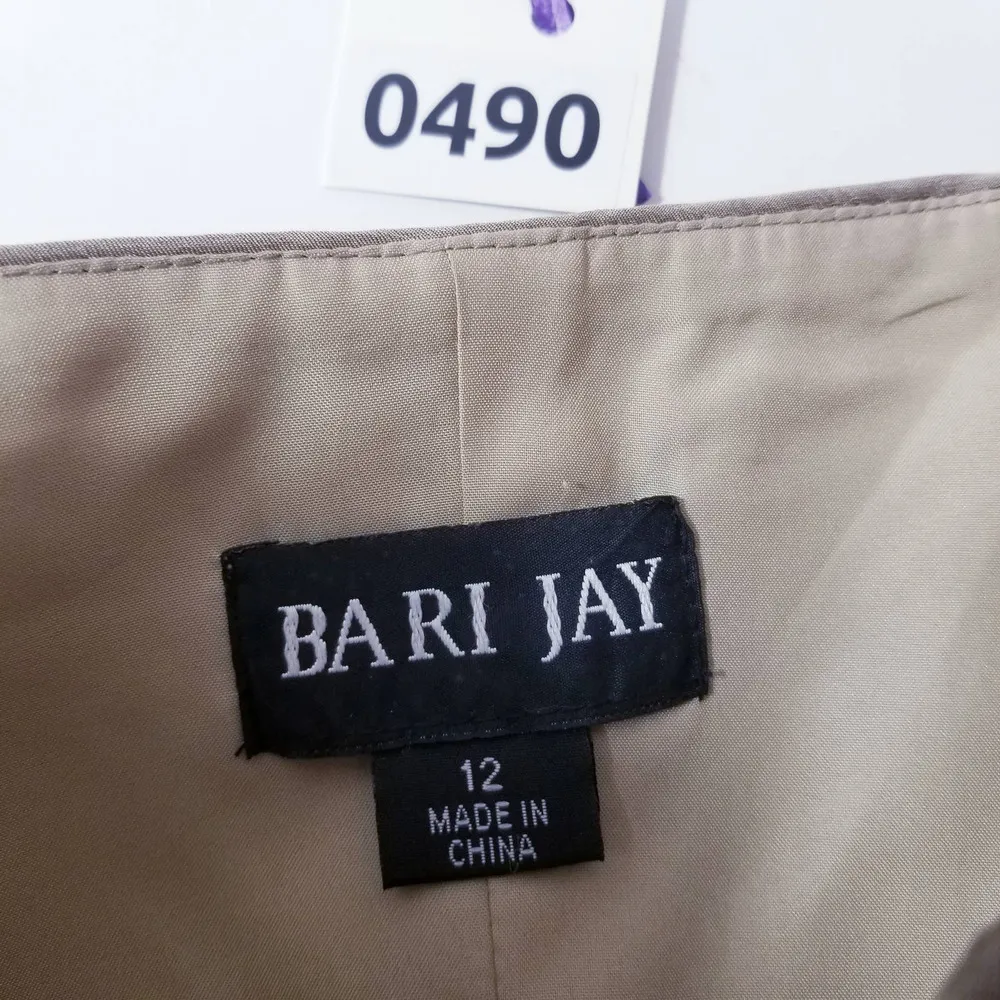 Bari Jay Olive Green Pleated Rhinestones Strapless Evening Dress Size 12 - Image 13