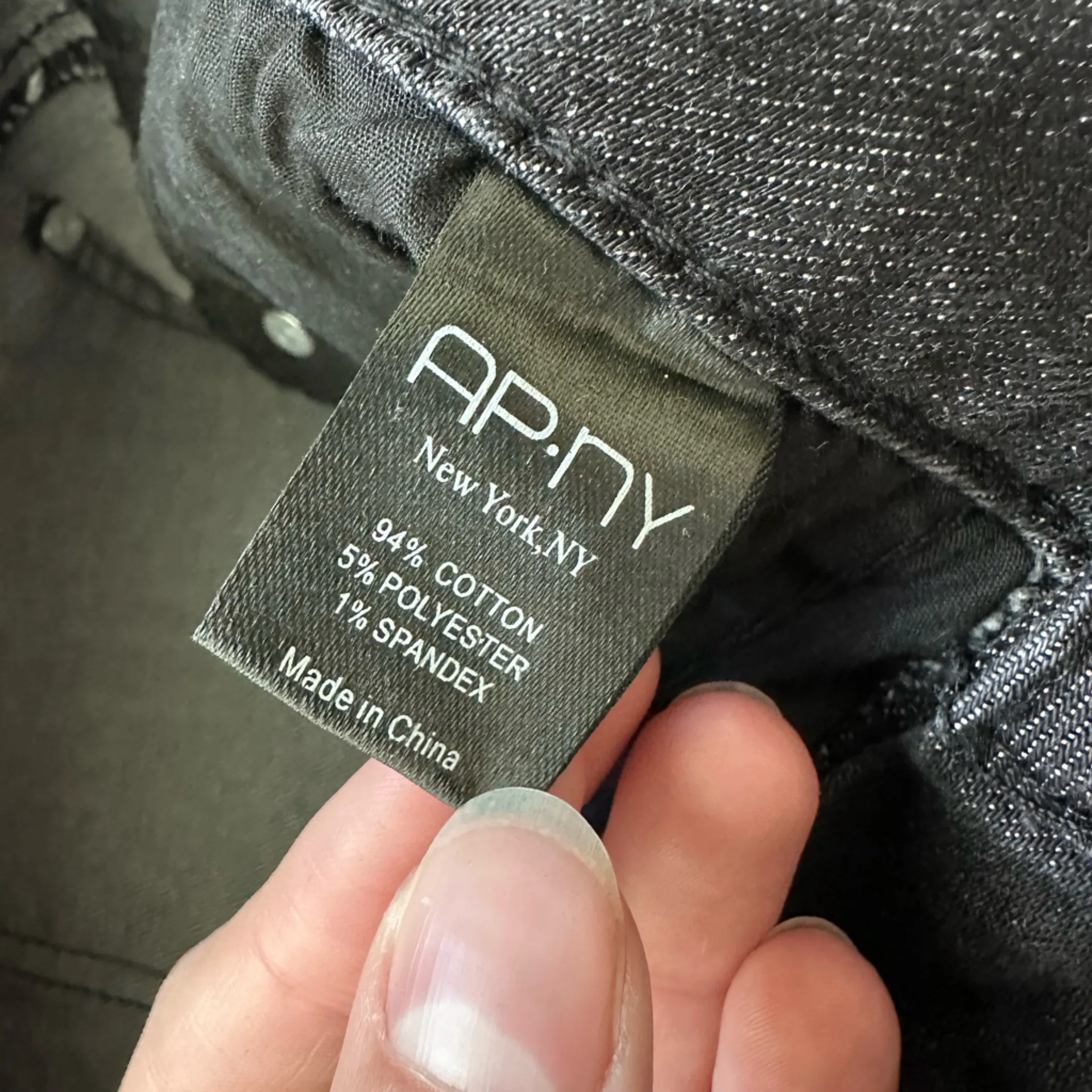 Apny Slim Straight Ankle Black Jeans with Geometric Embroidery Detail Size 10 - Image 4