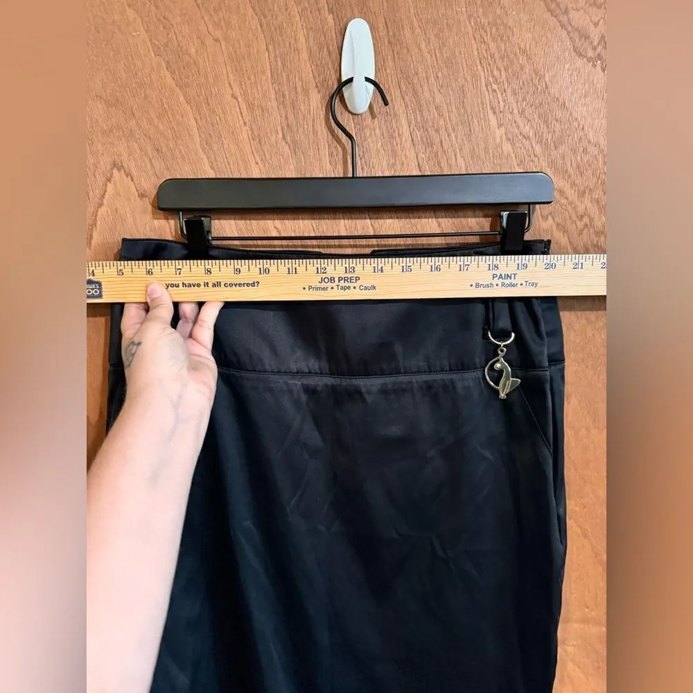 Baby Phat Women's Black Satin Pencil Skirt Knee Length with Charm Detail size 11 - Image 9