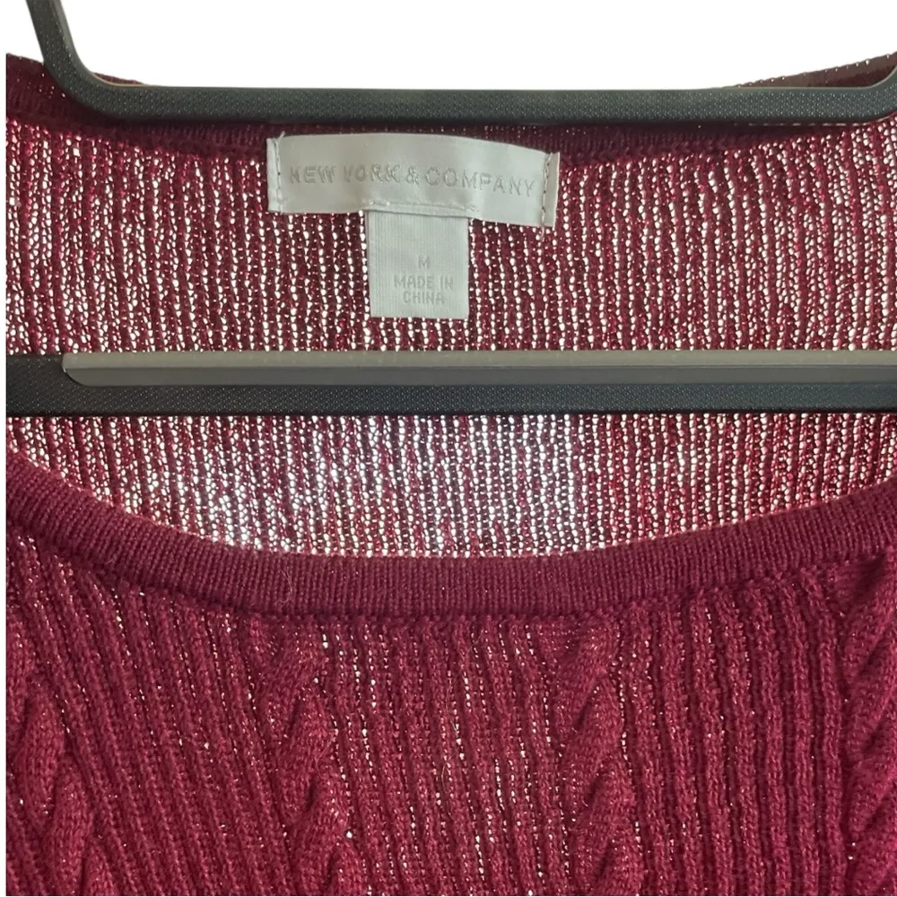 New York & Company Red Long Sleeve Dress - Image 2