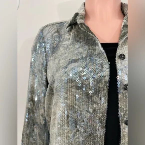NWT Anthropologie Pilcro Sequin Embellished Tie‎ Dye Button Down Shirt Blouse XS - Image 8