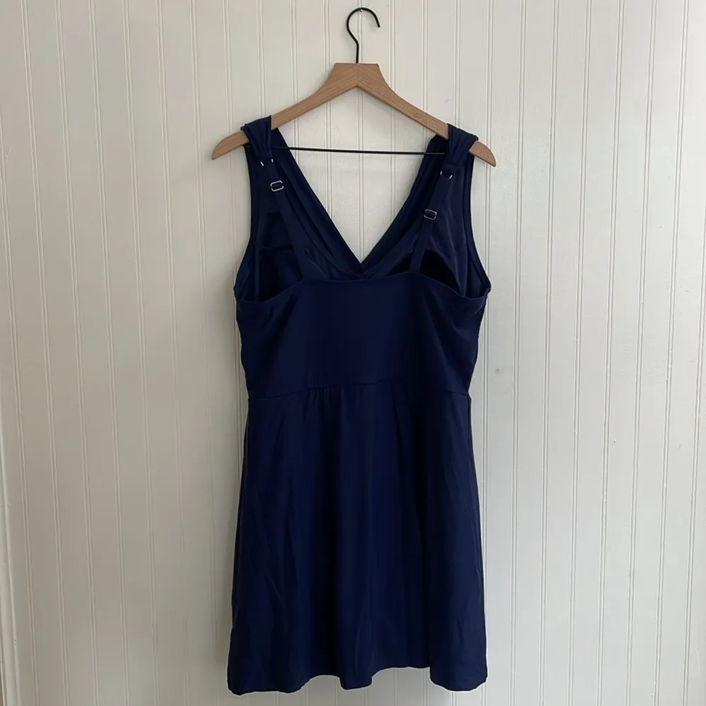 LANDS END Tummy Control Surplice Wrap Swim Dress One Piece Swimsuit Navy Size 18 Blue - Image 7