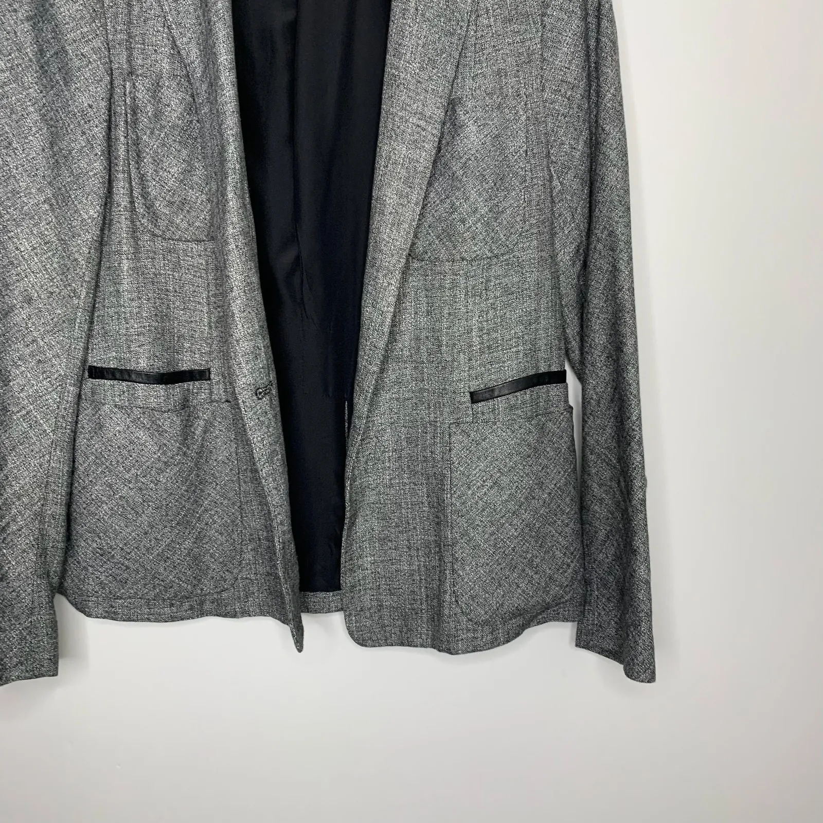 Jenni Kayne Dark Gray Blazer Lamb Leather Button Closure Womens Medium - Image 3